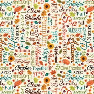 Benartex Gather Together Words of Autumn Cream #14457 07