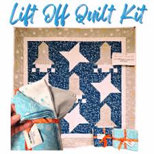 Lift Off Rocket Quilt Top Kit with Pattern Royal Blue