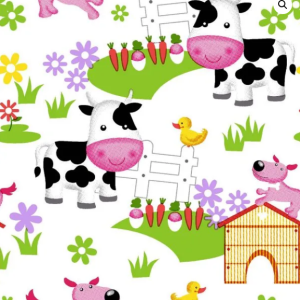 Oasis Fabrics Fun Flannels Barnyard White