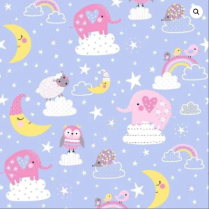 Oasis Fabrics Fun Flannels Blue Elephants