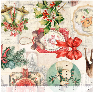 QT Fabrics Holly Jolly Christmas Collage Cream