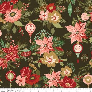 Riley Blake Glisten Main Floral #C16220-Mocha