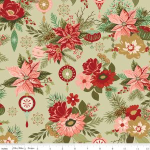 Riley Blake Glisten Main Floral #C16220-Olive