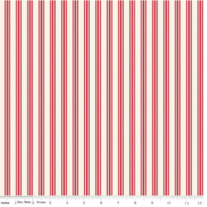 Riley Blake Letters to Cupid Red Stripes on Cream