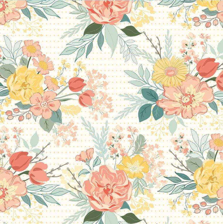 Riley Blake New Beginnings Main Cream Floral 108-Wide