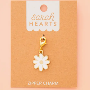White Daisy Enamel Zipper Charm
