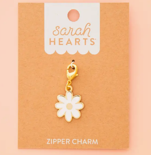 White Daisy Enamel Zipper Charm
