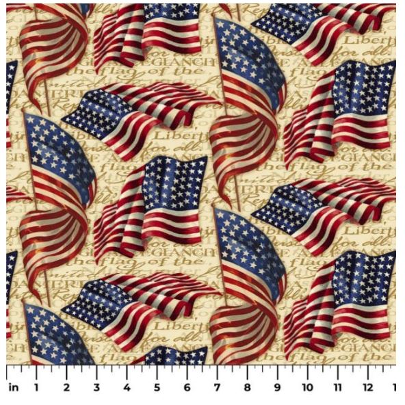 Springs Creative We Pledge Allegiance Wavy Flags