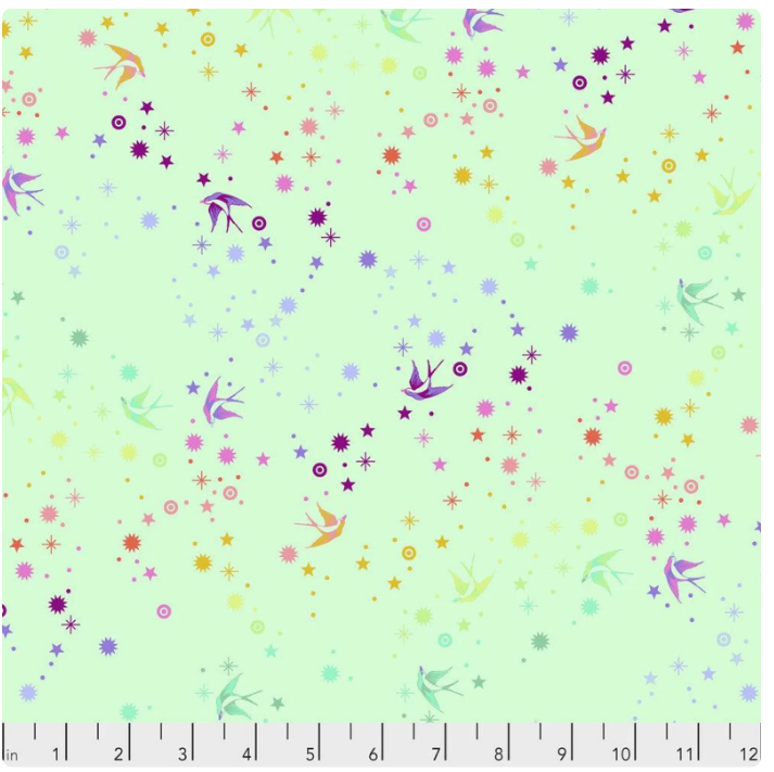 Tula Pink True Colors Fairy Dust Rainbow Mint