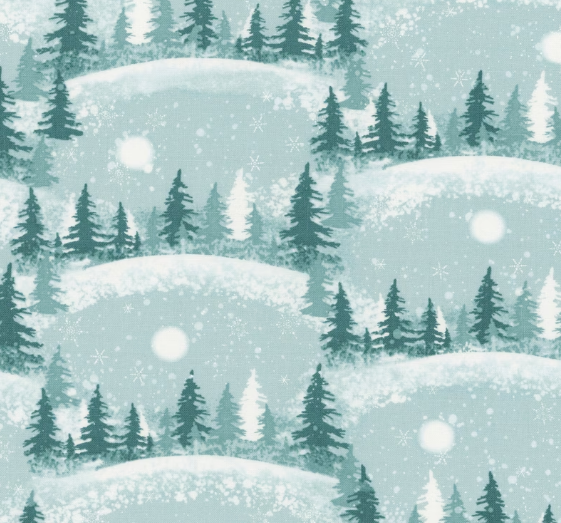 Winter Whispers Scenic Trees Light Blue
