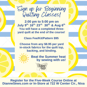 Beginning Quilting, 5-Week Class Starts July 9th