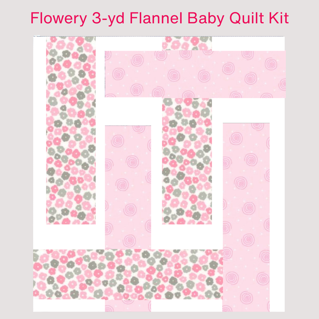 Flowery 3yd Flannel Quilt Kit