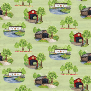 Riley Blake Covered Bridges in Spring Green Toile