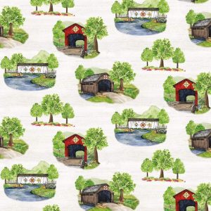 Riley Blake Covered Bridges in Spring Main White