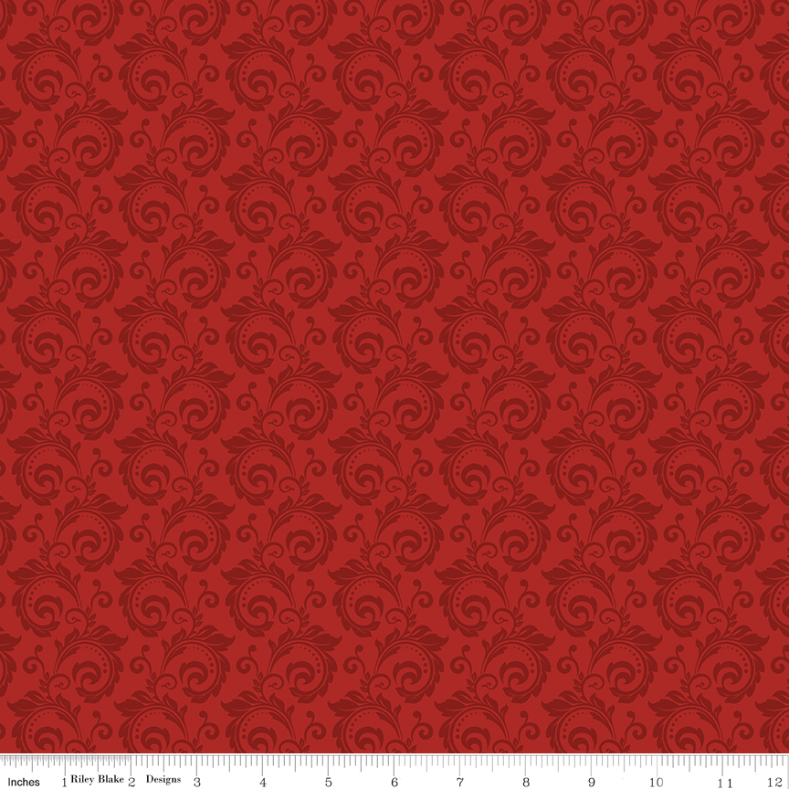 Christmas Greetings Filigree Red