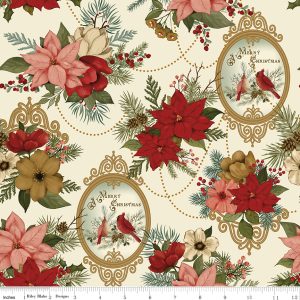 Christmas Greetings Holiday Floral Clusters Cream