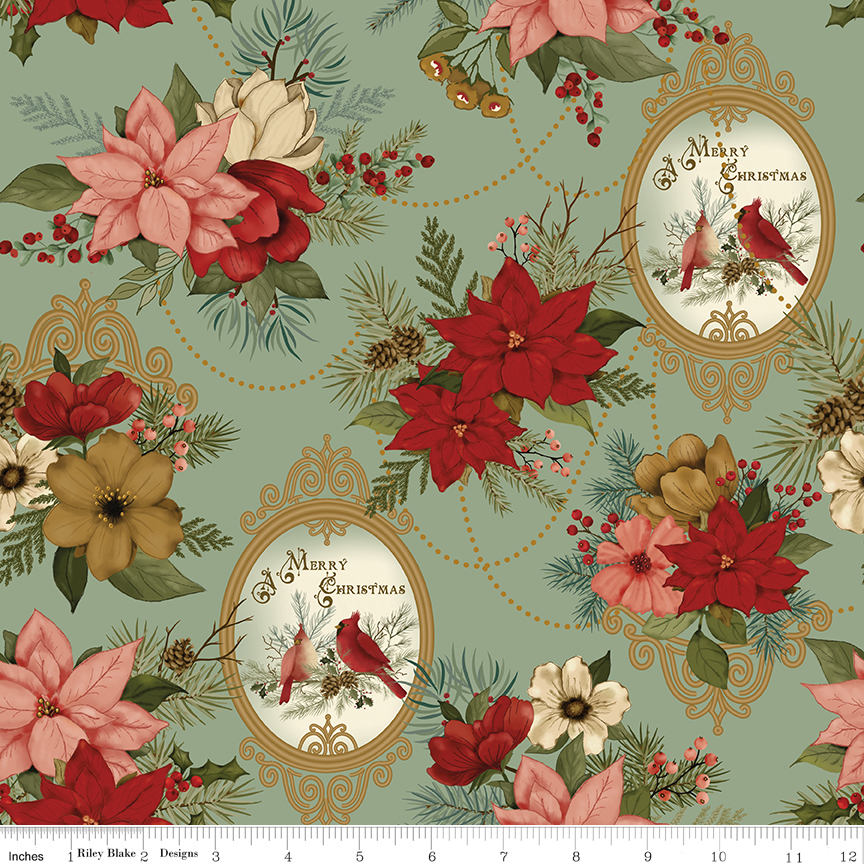 Christmas Greetings Main Floral Spruce