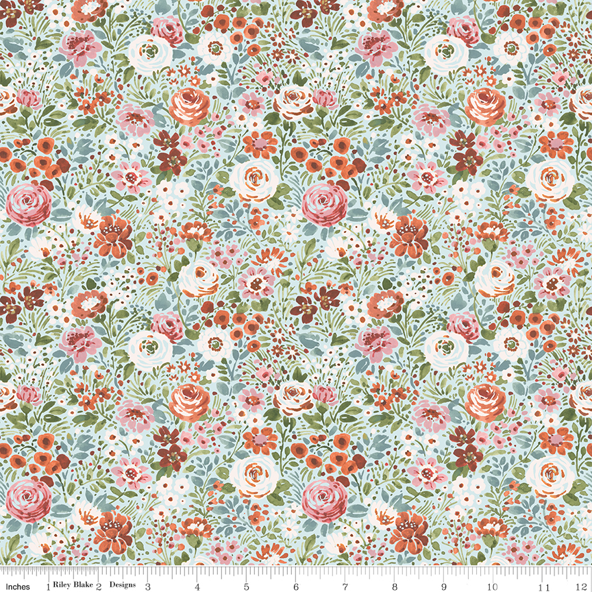 Riley Blake Sketchbook Flower Garden Blue