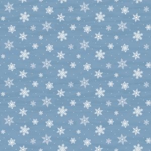 Covered Bridges in Winter Snowflakes Blue