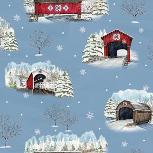 Covered Bridges in Winter Main Blue