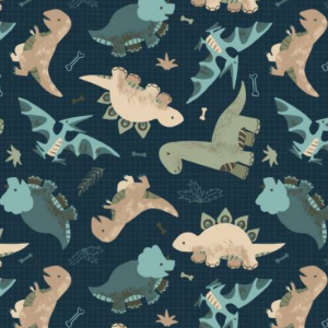 David Textiles Flannel Going Dino Toss Blue