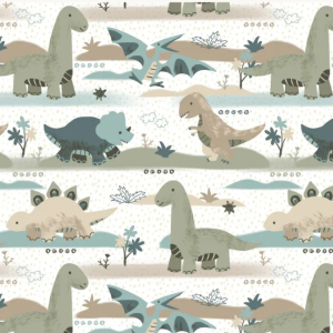 David Textiles Flannel Going Dino Toss White