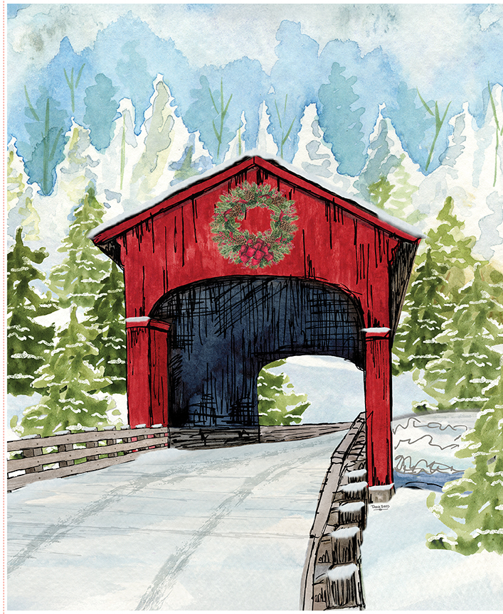 Covered Bridges in Winter 36in Panel