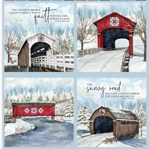 Covered Bridges in Winter 36in Pillow Panel