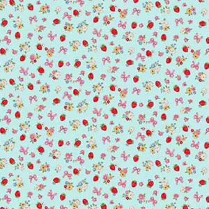 Margaret & Sophie Dear Little World 3 Tossed Strawberries Aqua