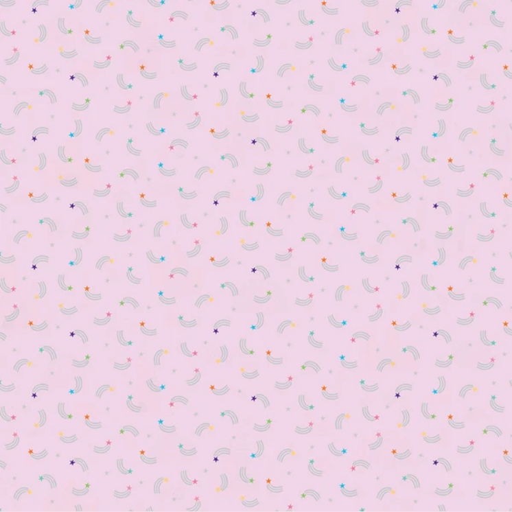 Riley Blake Unicorn Kingdom Shooting Stars Sparkle Pink