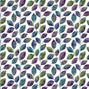 Go with the Flow Mosaic Leaves White Multi