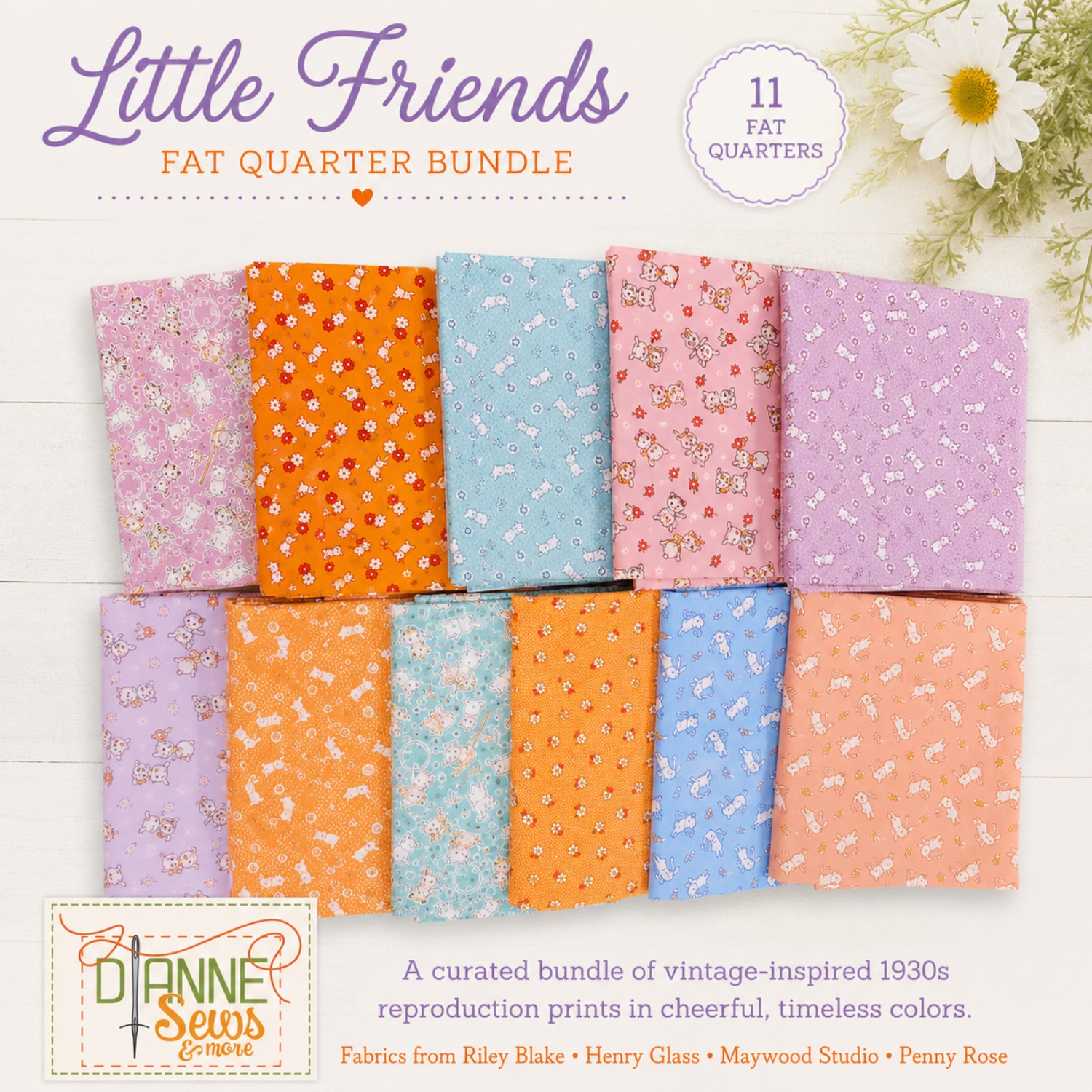 Little Friends 1930s 11pc FQ Bundle