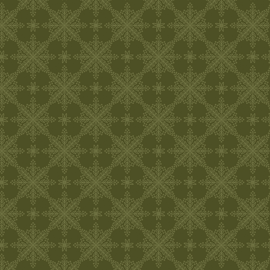 Benartex Holly & Hearth Frosted Windowpanes Evergreen