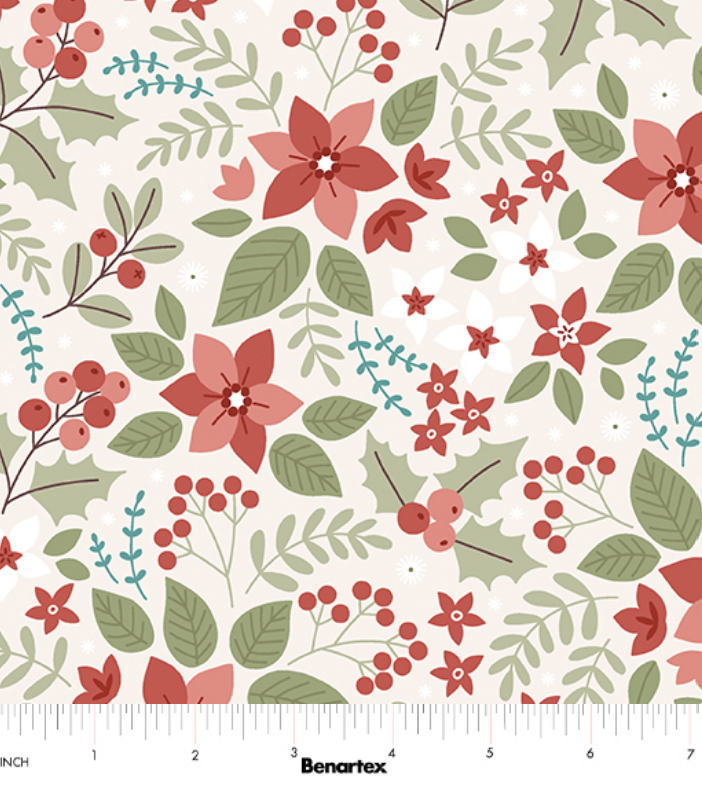 Benartex Holly & Hearth Yule Birch Floral
