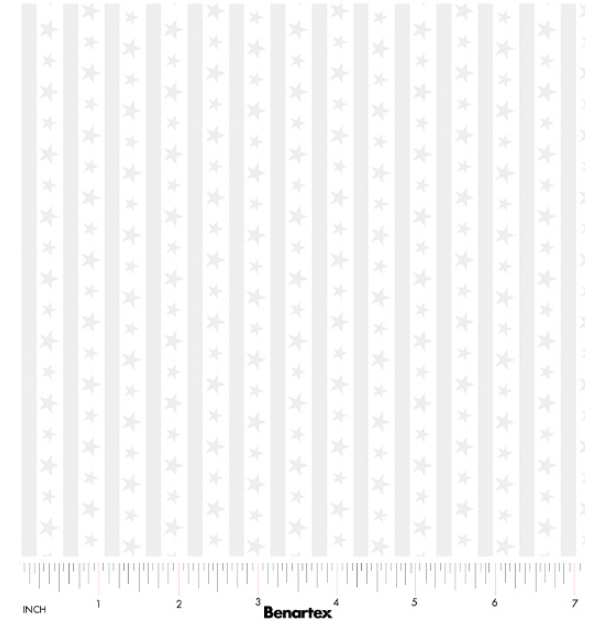 Benartex Liberty Whites White-on-White Stars & Stripes