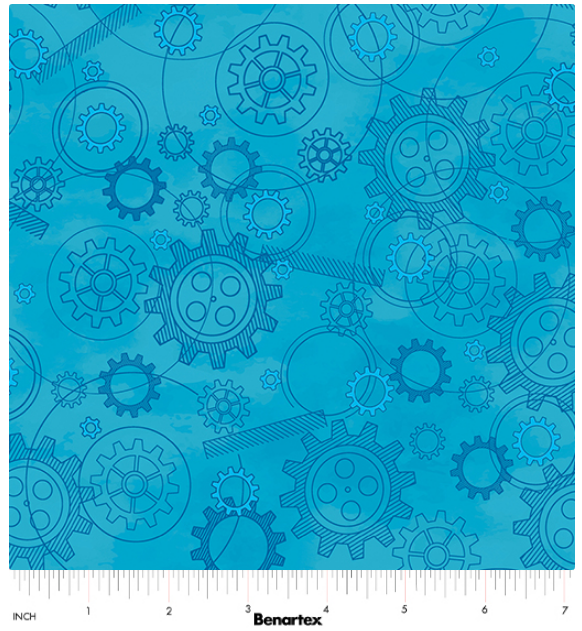 Benartex Little Builder Construction Plans Medium Blue