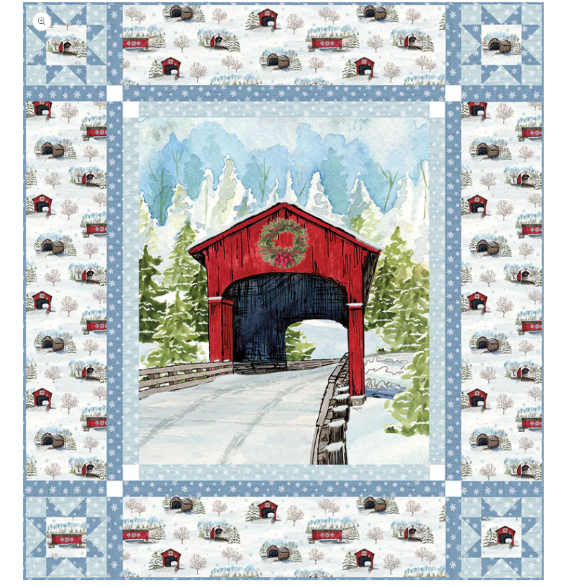 Covered Bridges in Winter Panel Quilt Kit