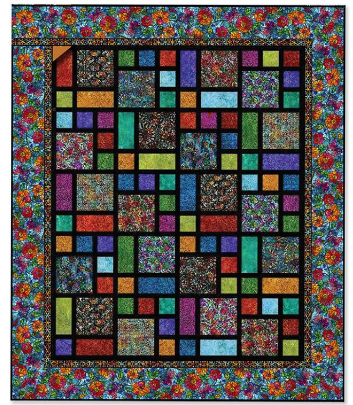 Dear Clara Murano Quilt Kit with Bright Blue Border