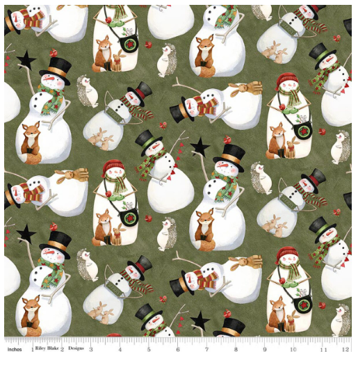 Northern Christmas Snowmen Toss Olive Green