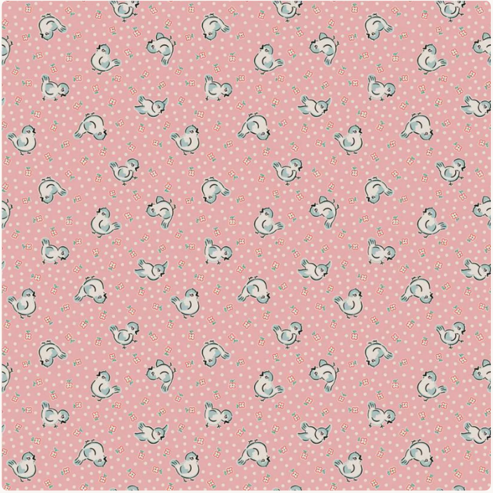 Poppie Cotton Home Sweet Home Bluebirds Pink