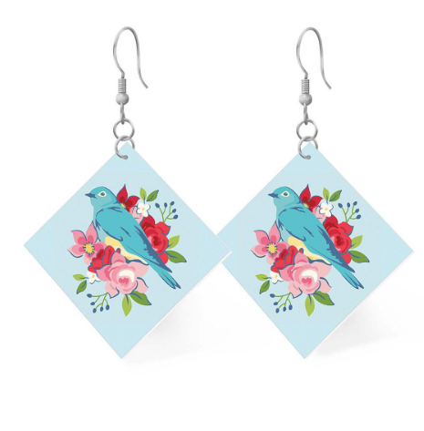 Riley Blake Leather Earrings Bluebird