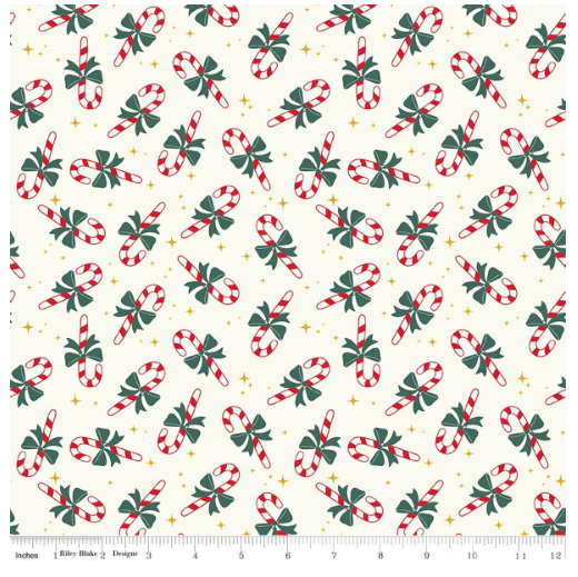 Riley Blake The North Pole Flannel Candy Cane White