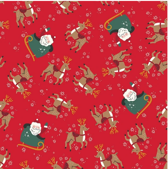 Riley Blake The North Pole Flannel Reindeer Toss Tomato