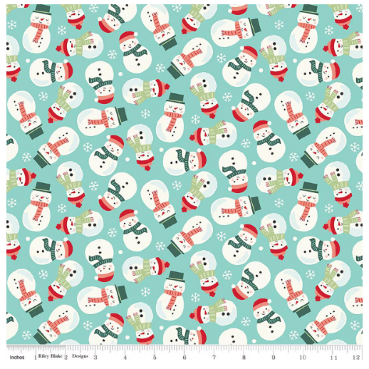 Riley Blake The North Pole Flannel Snowmen Aqua