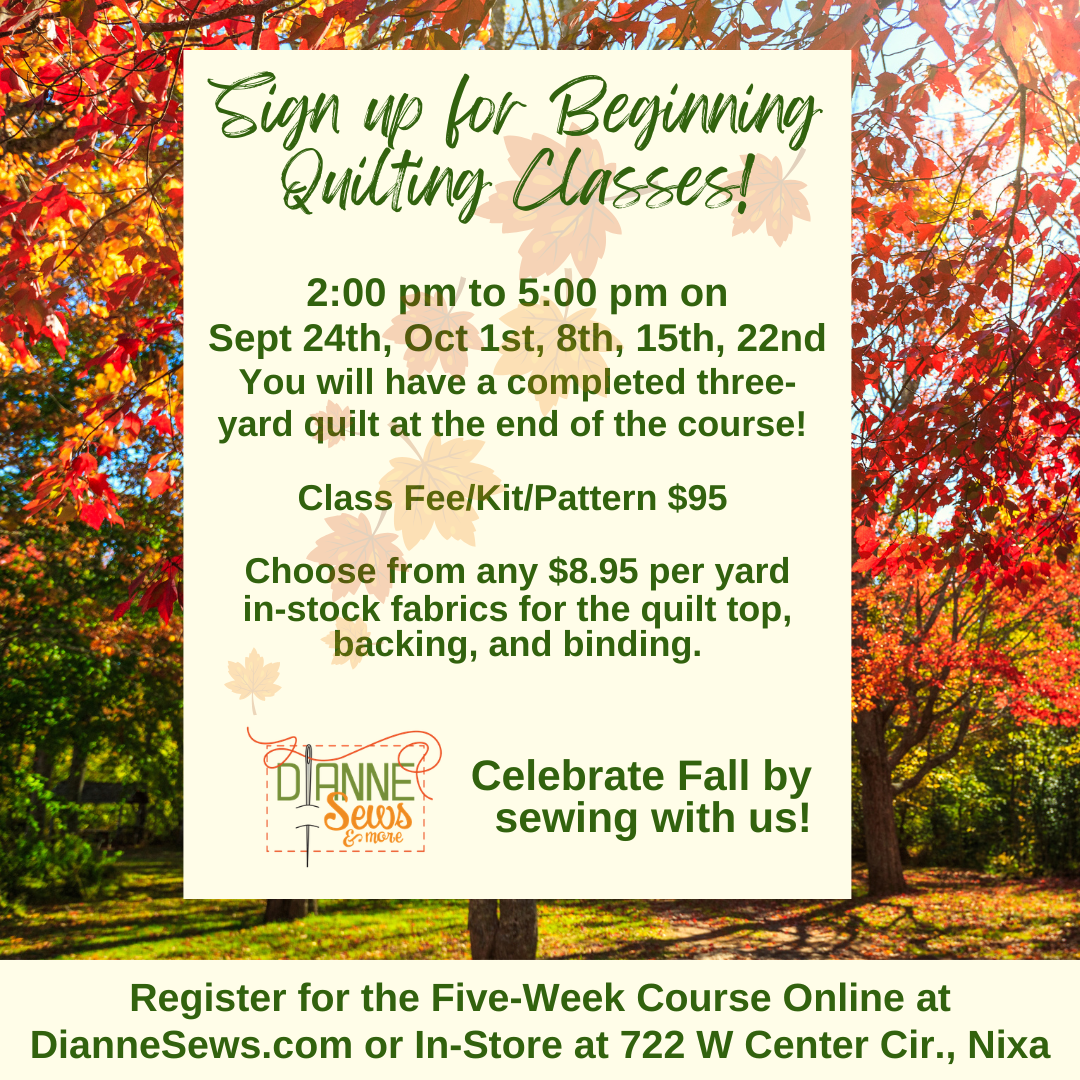 Beginning Quilting, 5-Week Class Starts Sept 24th