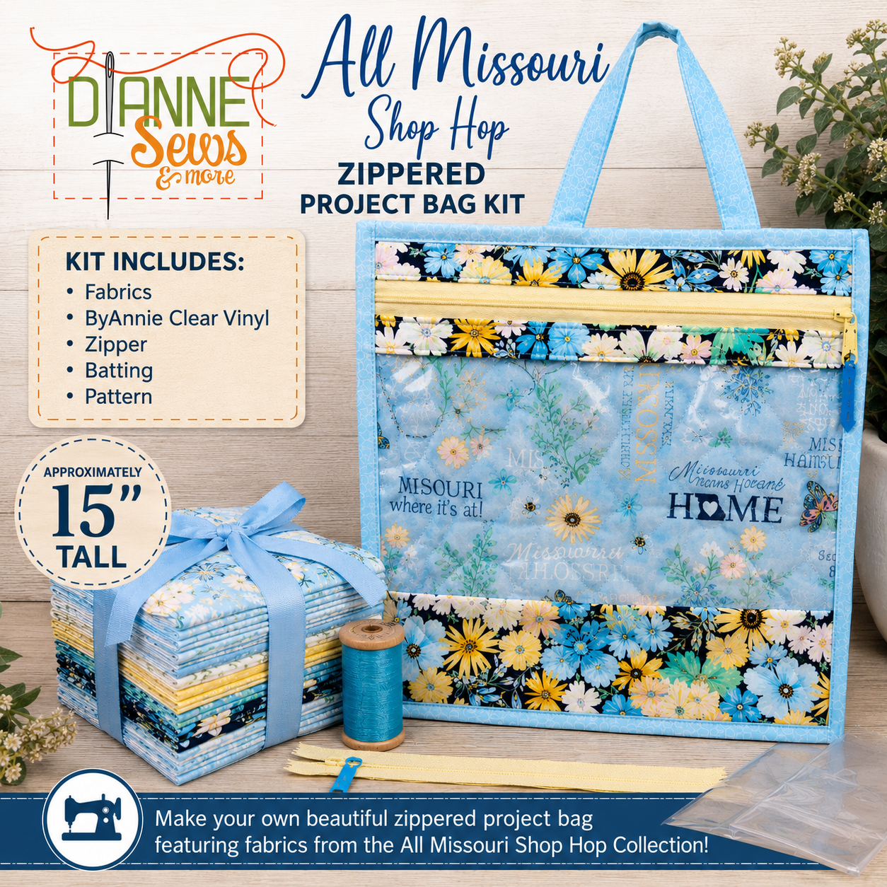 All MO Shop Hop Project Bag Light Blue