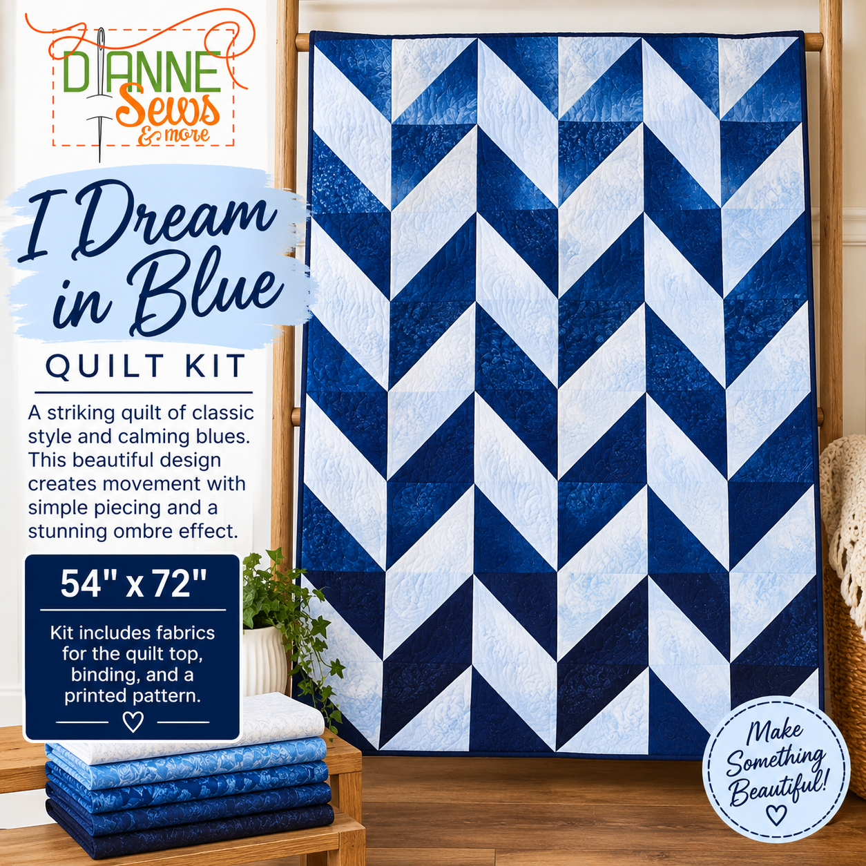 I Dream in Blue Lap Quilt Kit