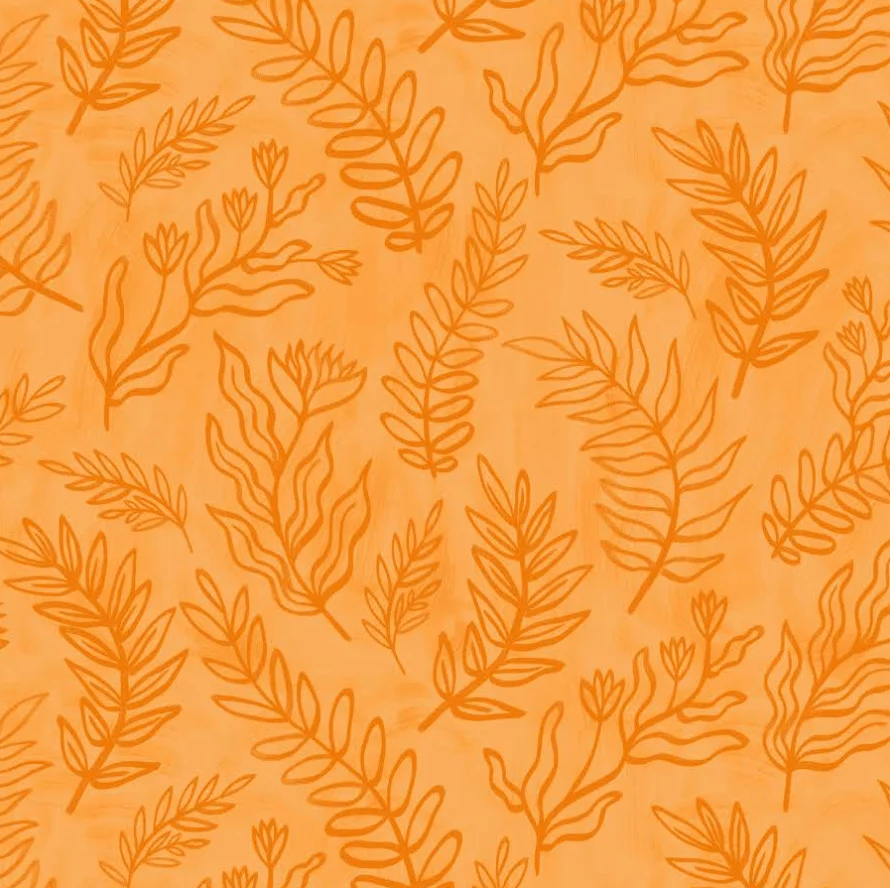 P & B Textiles Cyprus Linear Sprigs Orange