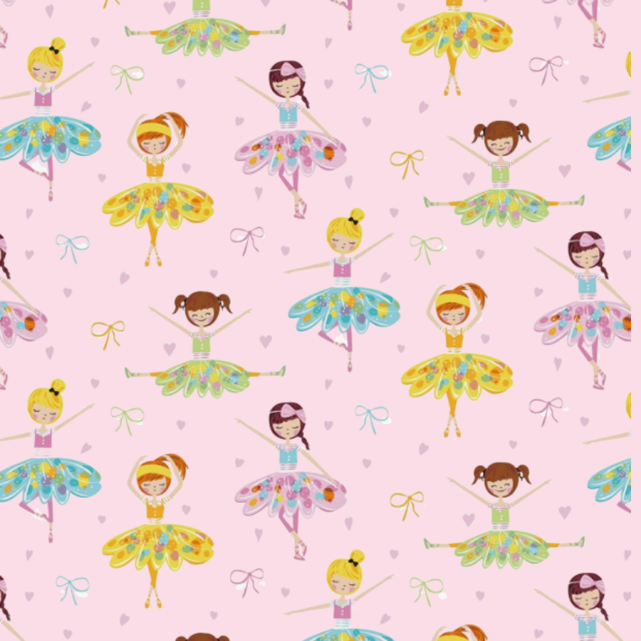 Riley Blake Flannel Ballerina Bows Dancers Light Pink