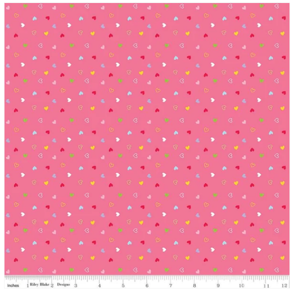 Riley Blake Flannel Once Upon a Time Hearts Pink